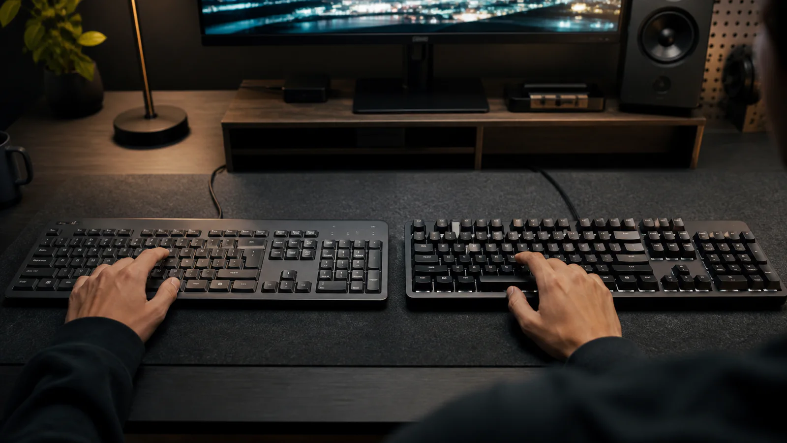 Imagem editorial do comparação: Teclado ótico vs mecânico: qual a diferença?