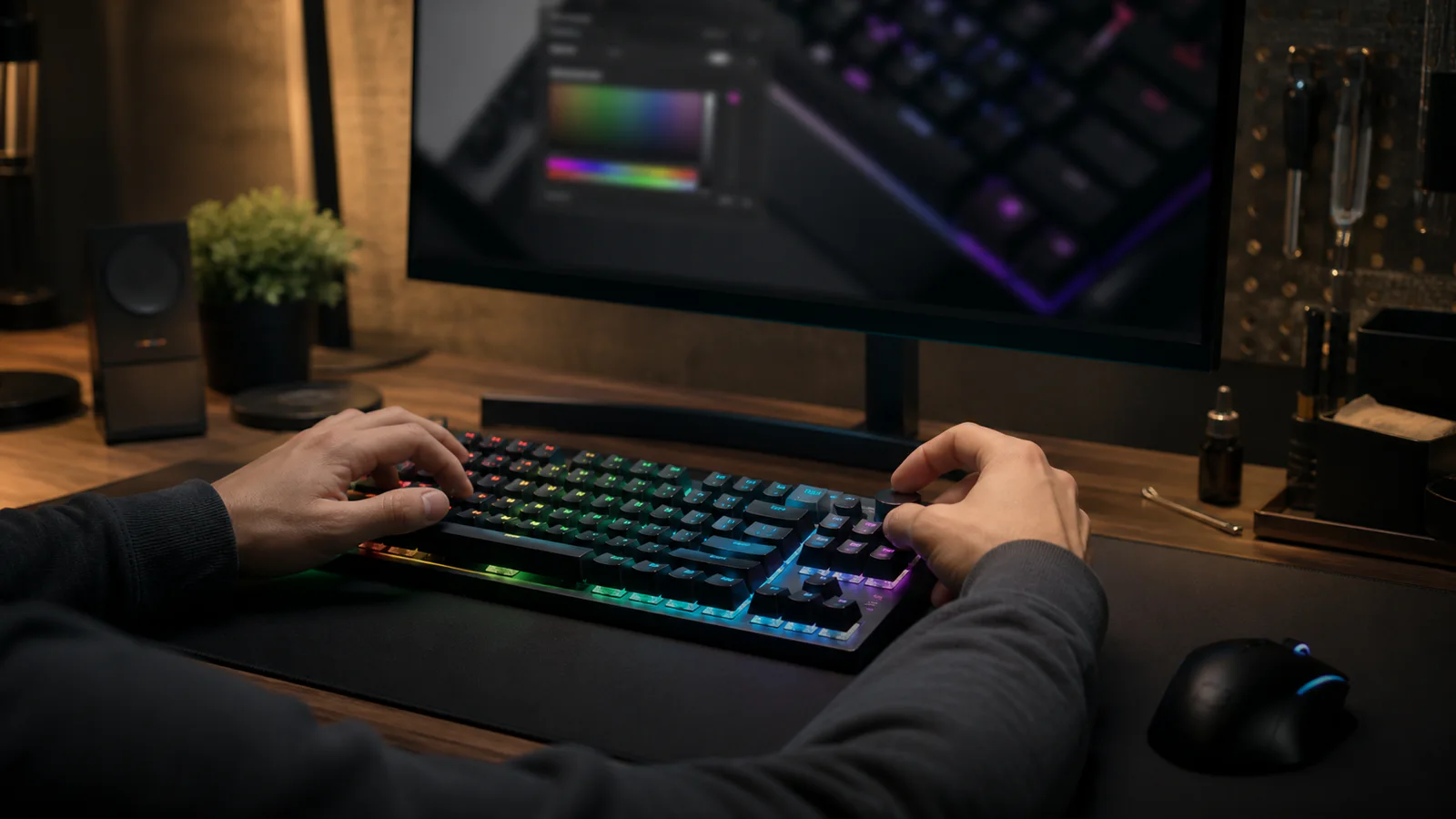 Imagem editorial do guia: RGB e software de teclados: guia completo
